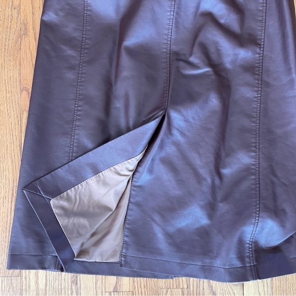 NEW Rebecca Minkoff Maxi Trench Faux Leather Coat Mahogany RM-214 Size Large NWT - Picture 7 of 7